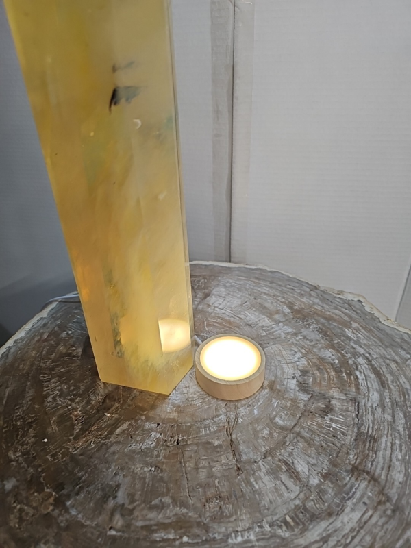 9.05 Lb 18.1" Yellow Smelt Melting Quartz Crystal Point Tower Polished W/Led