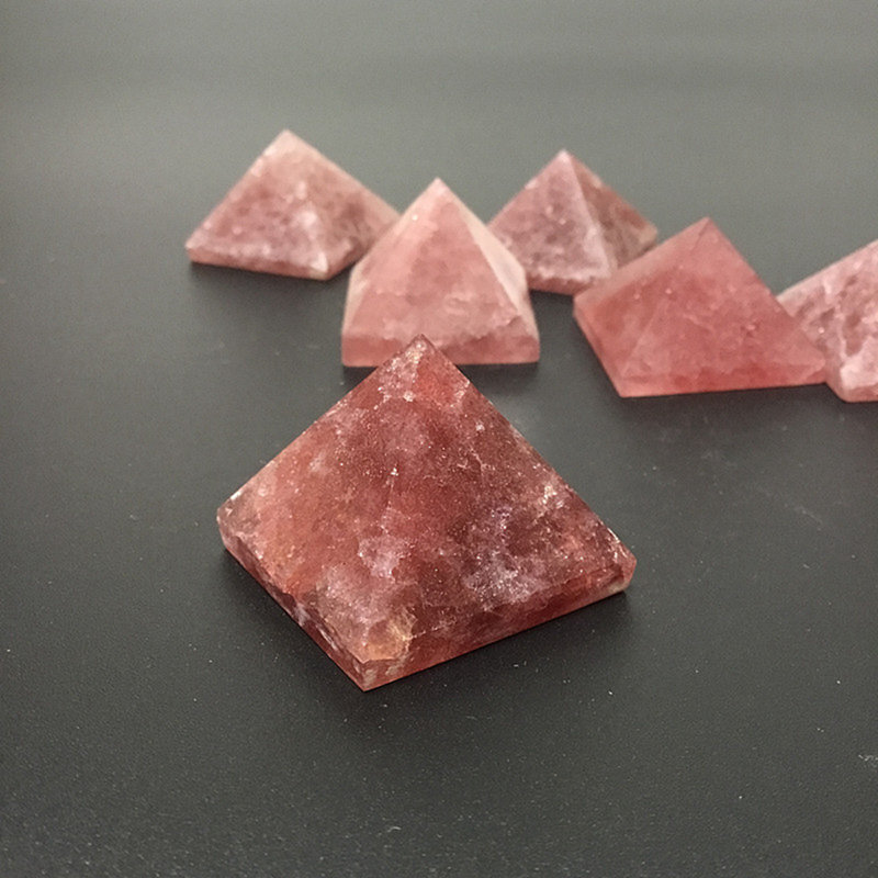 1Pc Natural Strawberry Quartz Energy Tower Crystal Chakra Healing Rock Pyramid