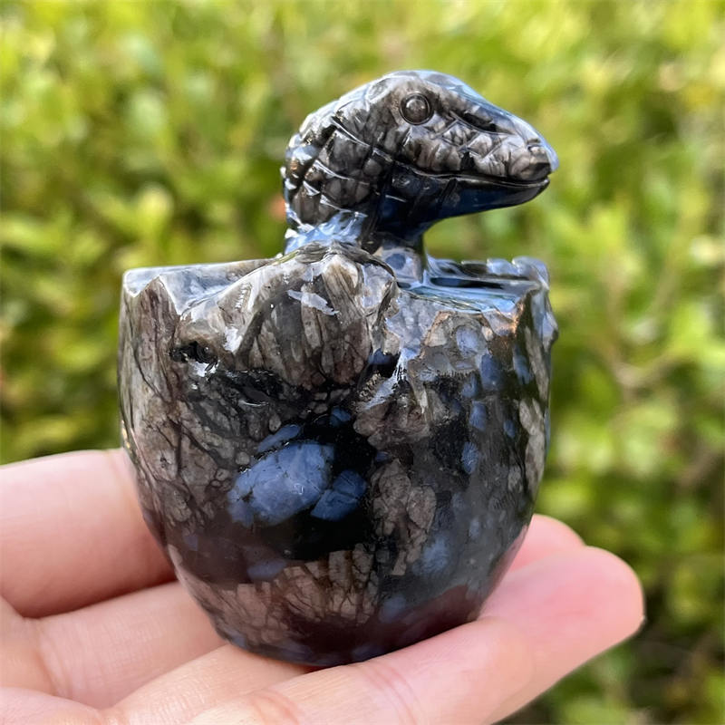 Natural amphibole dinosaur egg carved Quartz Crystal skull Reiki Healing