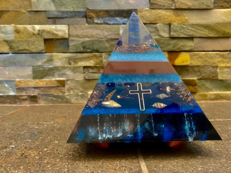 XL 15mm orgonite pyramid large emf protection, meditation, healing, reiki 