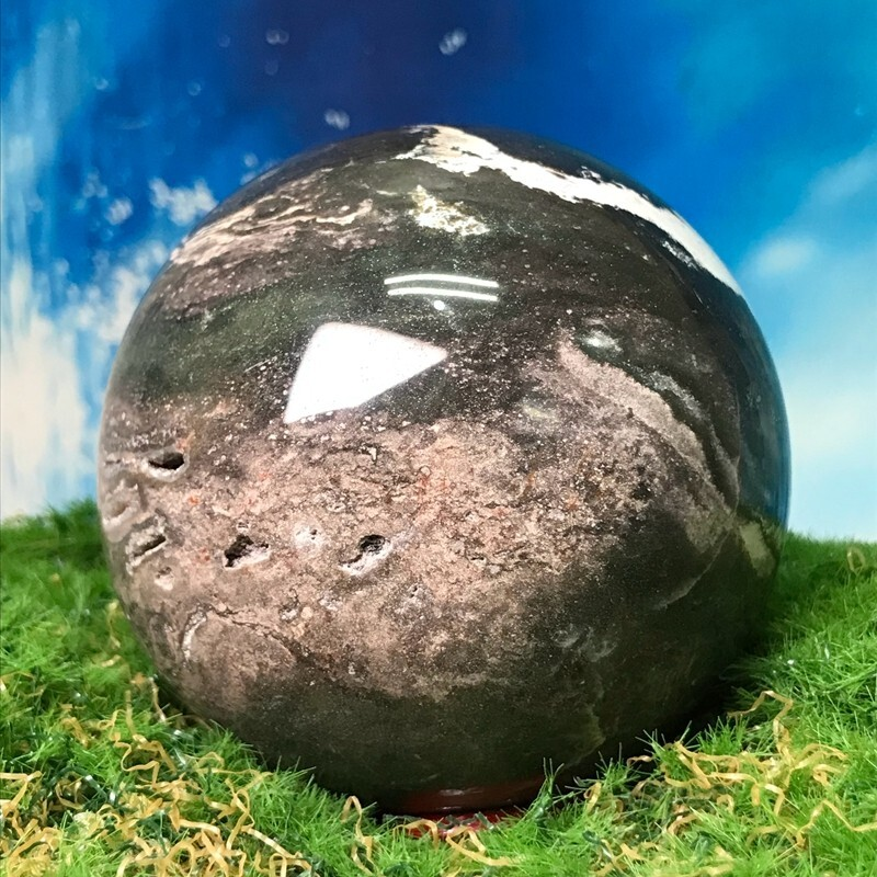 555G Rare Natural Ocean Jasper Quartz Ball Crystal Ball Sample Repair