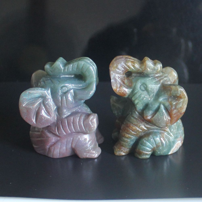 Carved gemstone crystal sitting elephant figurine animal carving home decor 2&apos;&apos;