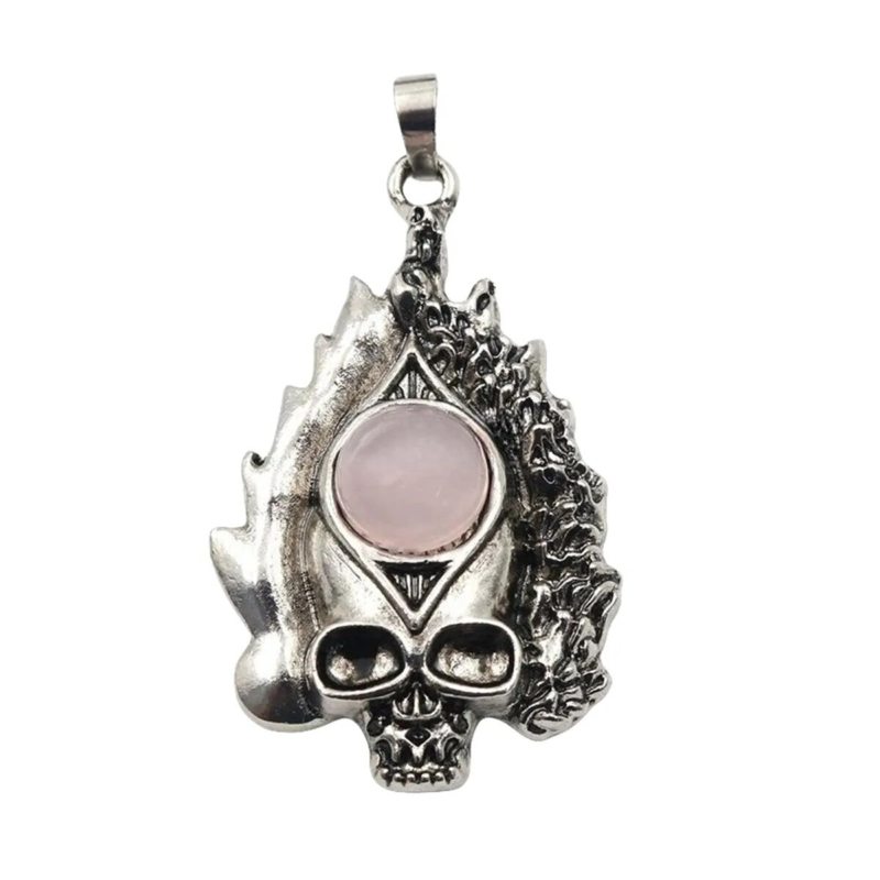 3P Fashion Gothic Skull Keychain Silver Skeleton Stone Pendant Keyring Jewelry