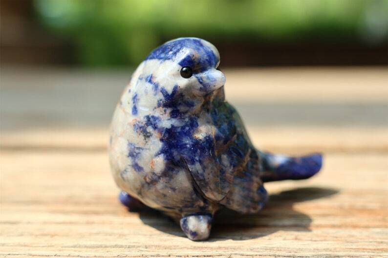 2.4" Natural Sodalite Carved bird Reiki Creative Crystal Skull decor gift 1pc