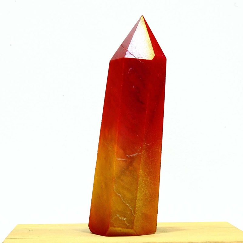 328g Electroplated Natural Crystal Quartz Tower Crystal Point rainbow Healing