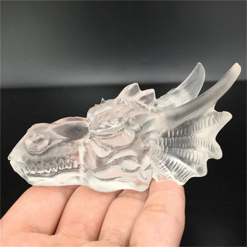 Hand Carved Clear melting stone Dragon Quartz Crystal Specimen,Reiki Healing 1PC