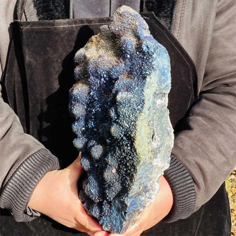 5650g Color Flame Aura Electroplate Agate Quartz Crystal Cluster Specimen