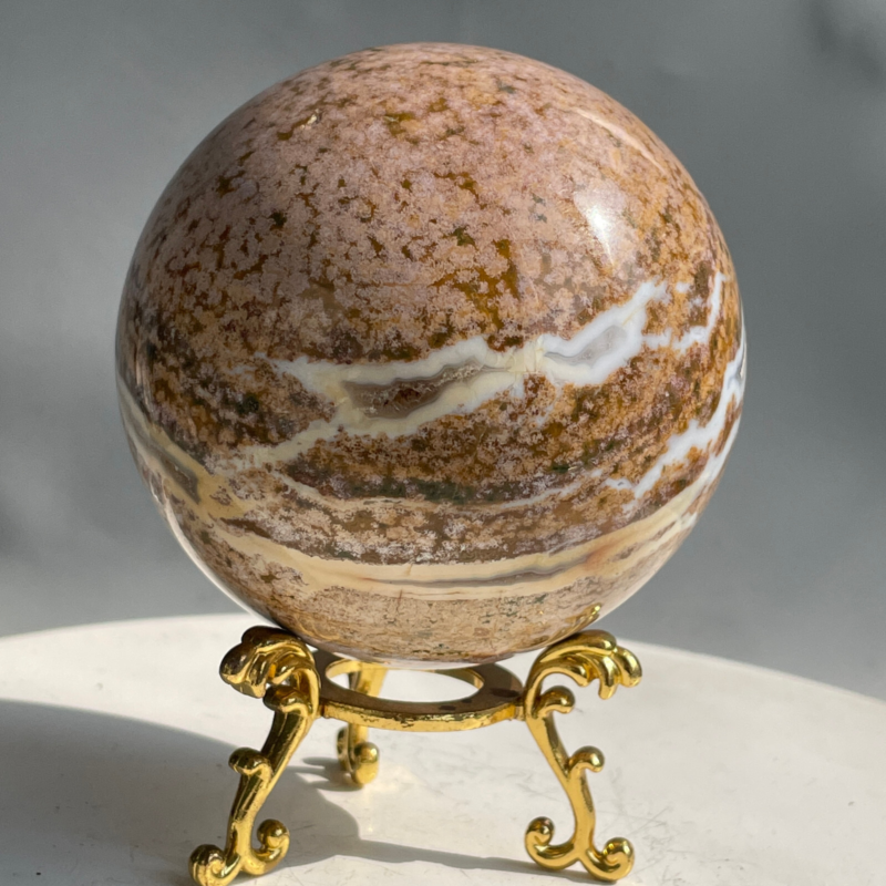 588G Natural Ocean Jasper Jade Crystal Polished Sphere Ball Healing Ball