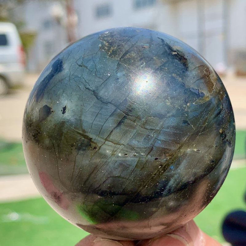 366G Natural Gorgeous Labradorite QuartzCrystal Stone Specimen ball Healing