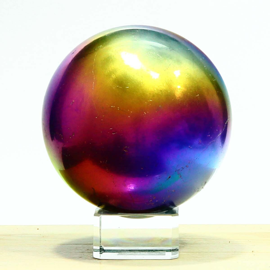 648g Natural Crystal Electroplated Rainbow Crystal Ball Quartz Sphere Healing