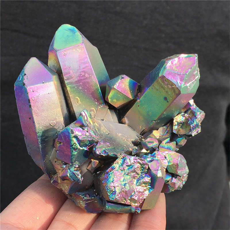 290g Electroplate Rainbow cluster quartz crystal mineral specimen reiki healing