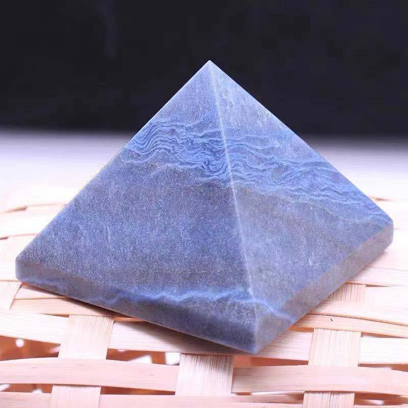 Natural Blue Aventurine Jasper Quartz Crystal Energy Tower Pyramid Healing Decor