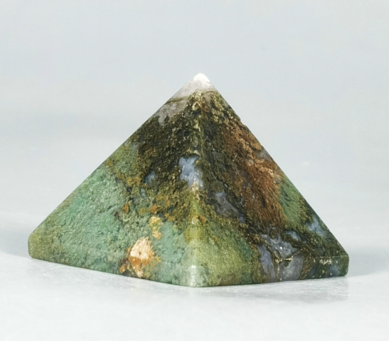 Original Natural Moss Agate Quartz Crystal Cave Crystal Pyramid Healing