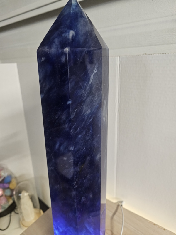 6.8LB 13.7" Huge Blue Smelt Melting Quartz Crystal Point Tower Polished Healing