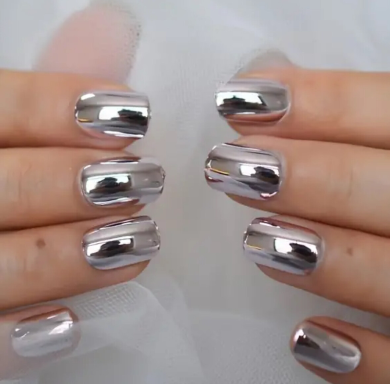 24pcs Press On False Finger Nails Fake Nails Glittered Solid Colours 52 Options