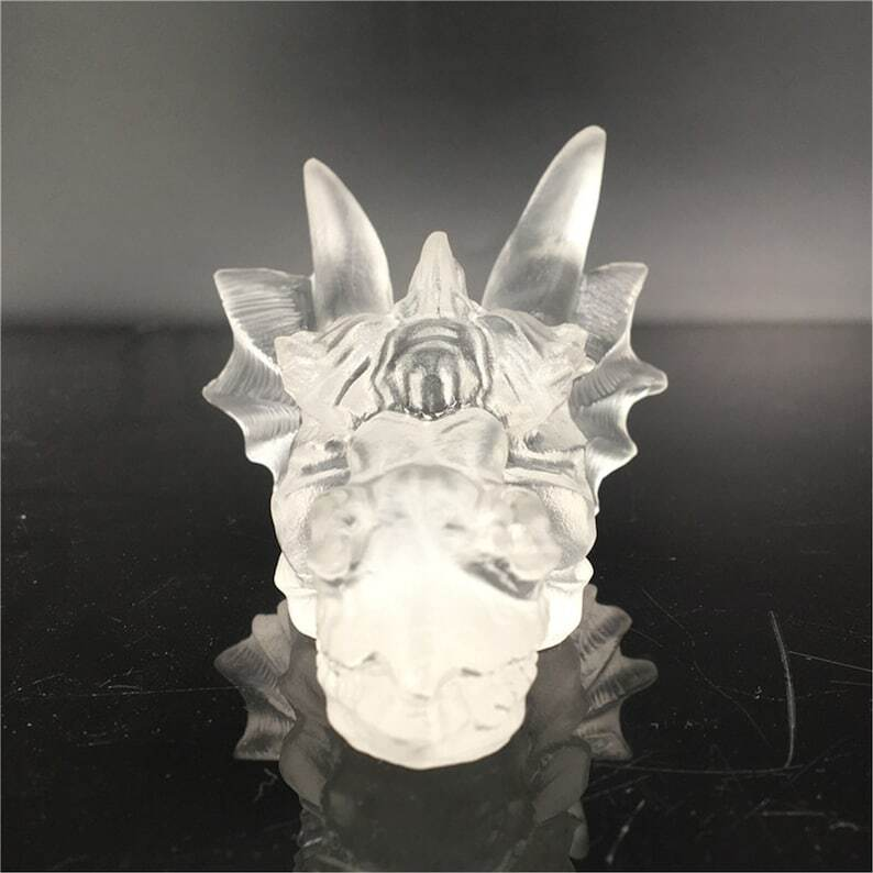 Hand Carved Clear melting stone Dragon Quartz Crystal Specimen,Reiki Healing 1PC