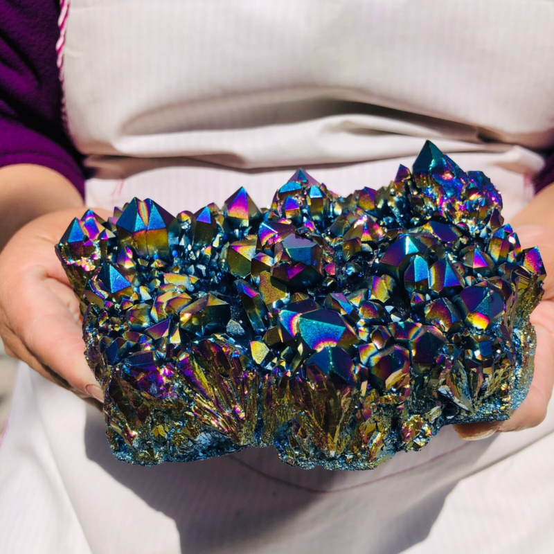 2.66LB Color Flame Aura Electroplate Quartz Crystal Specimen Healing point 475