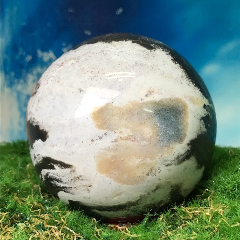 555G Rare Natural Ocean Jasper Quartz Ball Crystal Ball Sample Repair