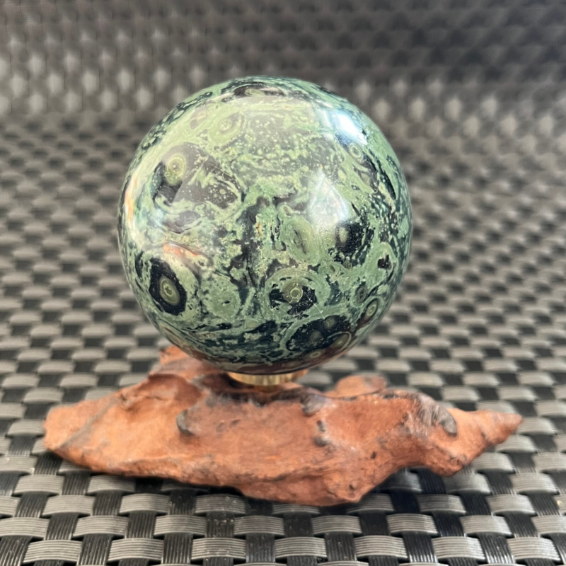 238G Natural Peacock&apos;s eye Crystal Polishing Stone ball Healing+Stand