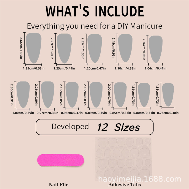 Shimmer Mirror Metal False Nail Medium Almond Press on Nails for Nail Art 24pcs