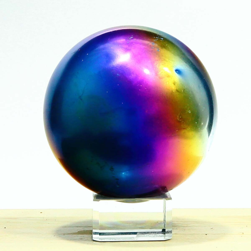 611g Natural Crystal Electroplated Rainbow Crystal Ball Quartz Sphere Healing