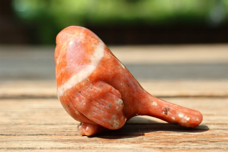 2.4" Natural Sesame stone Carved bird Reiki Creative Crystal Skull decor gift 1x