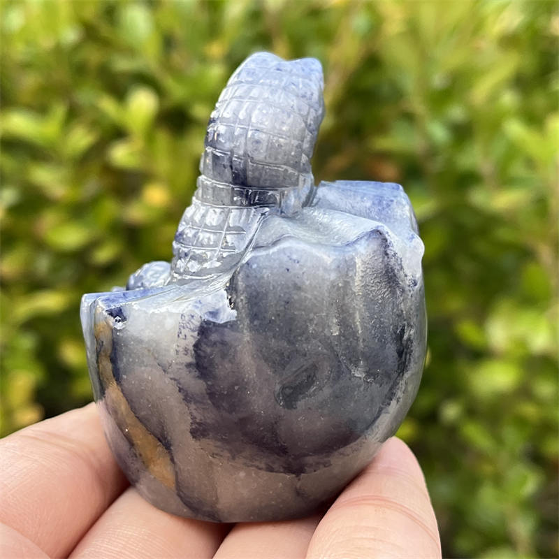 Natural blue Aventurine dinosaur egg carved Quartz Crystal skull Reiki Healing