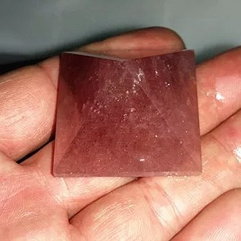 1Pc Natural Strawberry Quartz Energy Tower Crystal Chakra Healing Rock Pyramid
