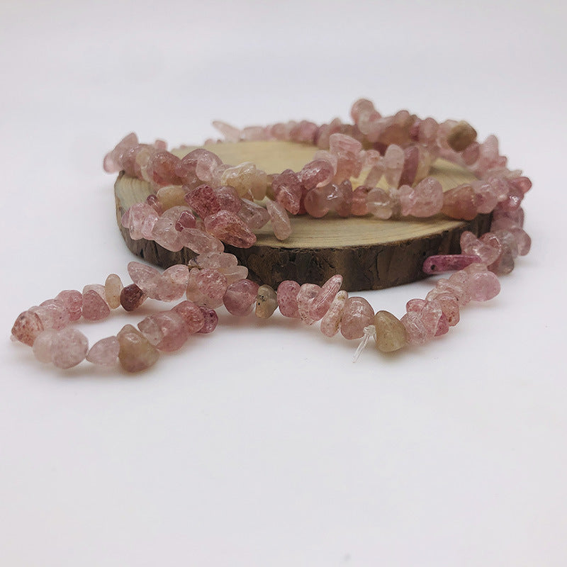 Natural Crystal Perforated Stone Chain Semi-Finished Products with Holes and Shape Scattered BeadsdiyBracelet Accessories Cross-Border Perforated Gravel