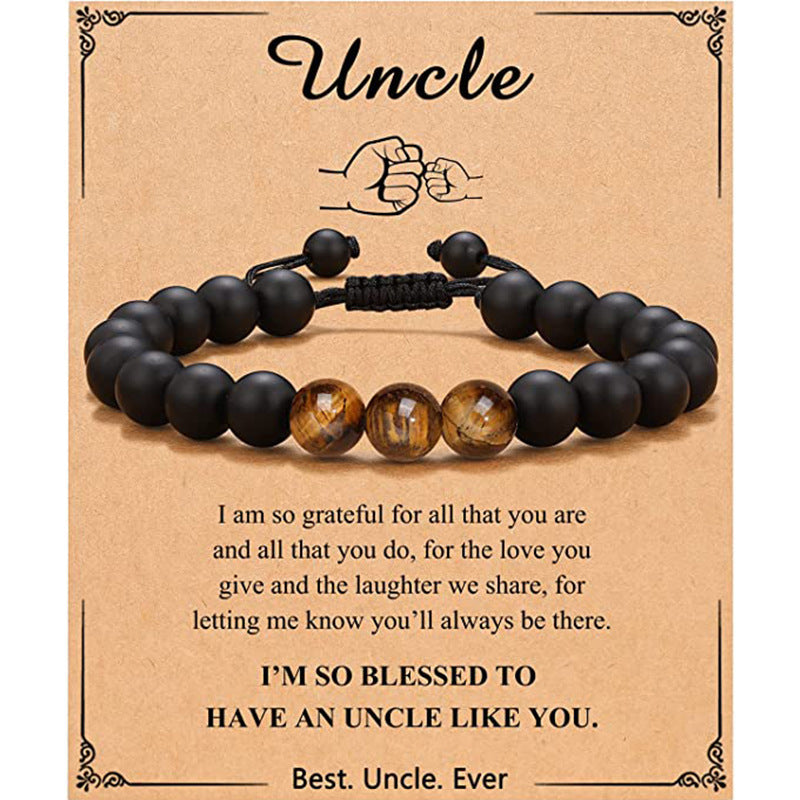 Birthday Gift Bracelet Christmas Father's Day Gift Accessories Tigereye Frosted Stone Men's Bracelet