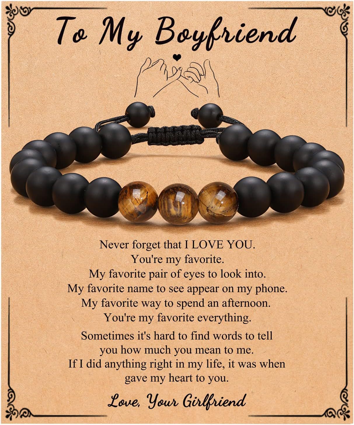 Birthday Gift Bracelet Christmas Father's Day Gift Accessories Tigereye Frosted Stone Men's Bracelet