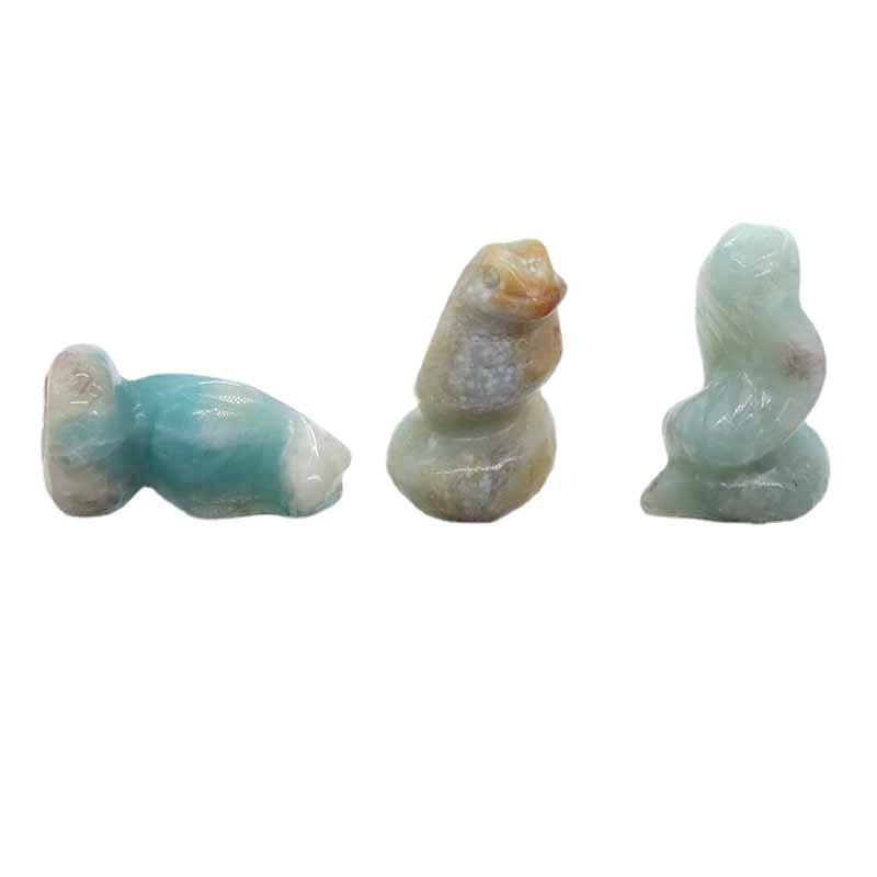 Natural Quartz Crystal Carved Snake Viper Healing Stone Cobra Animal Decor Reiki