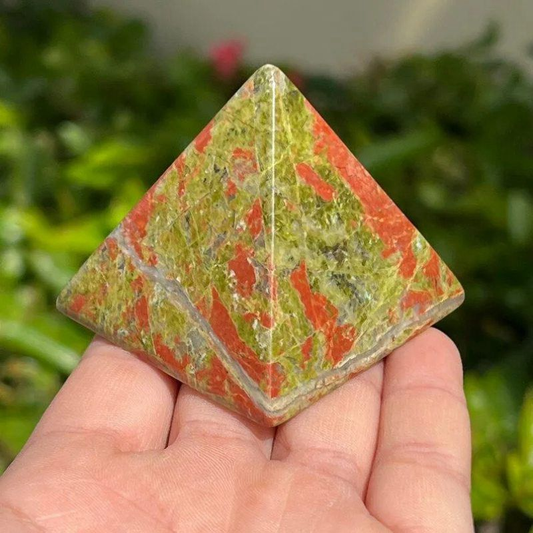 Natural Unakite Epidote Pyramid Quartz Crystal Gems Healing Energy Tower Decor