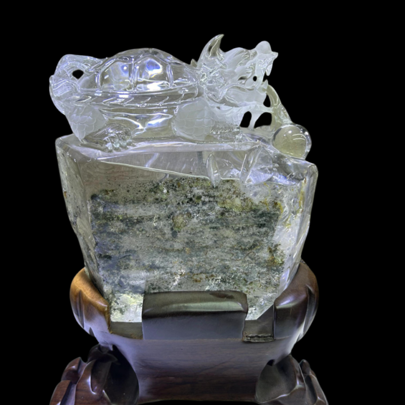 27.7LB Top Natural Ghost Phantom Dragon Turtle Carved Quartz Crystal Skull Reiki