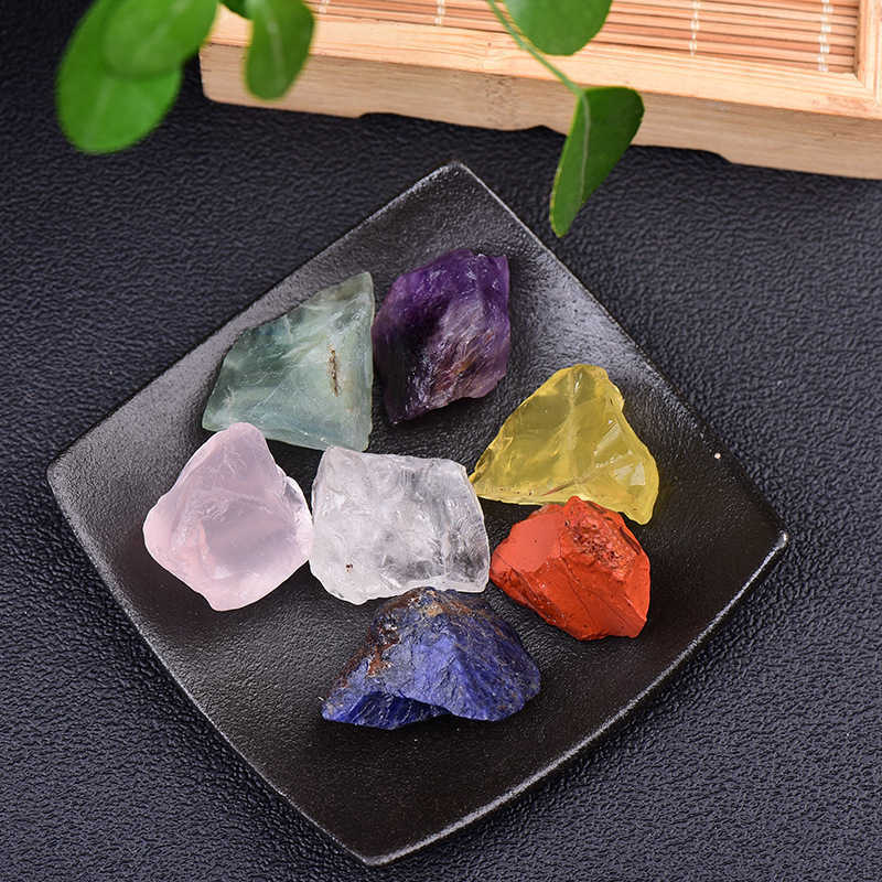 5Sets 7 Chakra Energy Natural Quartz Crystal Rough Reiki Balance Gemstone Gift