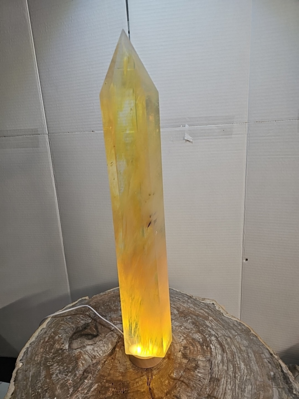 9.05 Lb 18.1" Yellow Smelt Melting Quartz Crystal Point Tower Polished W/Led