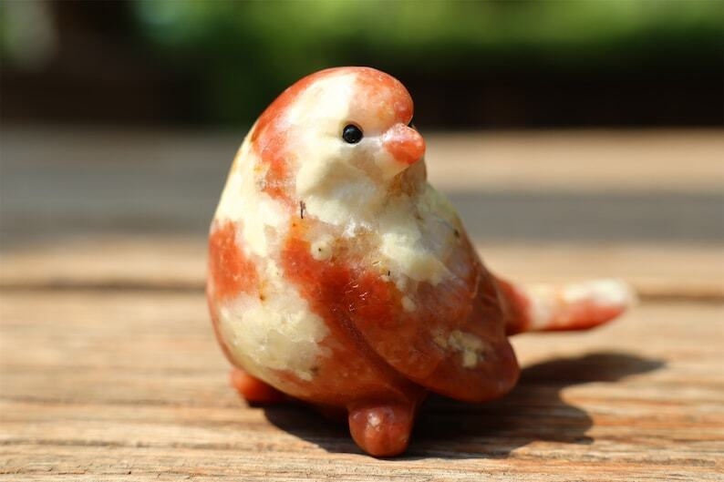 2.4" Natural Sesame stone Carved bird Reiki Creative Crystal Skull decor gift 1x