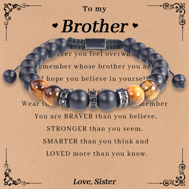 Birthday Gift Bracelet Christmas Father's Day Gift Accessories Tigereye Frosted Stone Men's Bracelet