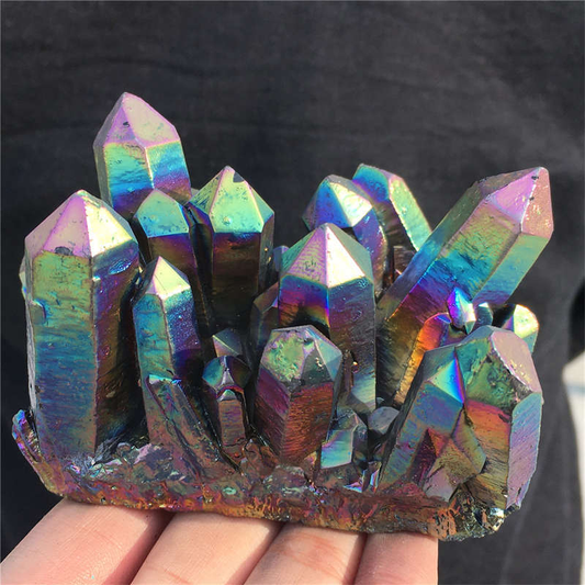 370g Electroplate Rainbow cluster quartz crystal mineral specimen reiki healing