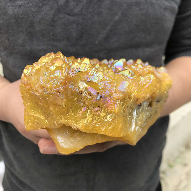 920g Electroplate Rainbow cluster quartz crystal mineral specimen reiki healing