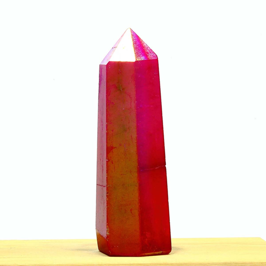 227g Electroplated Natural Crystal Quartz Tower Crystal Point rainbow Healing