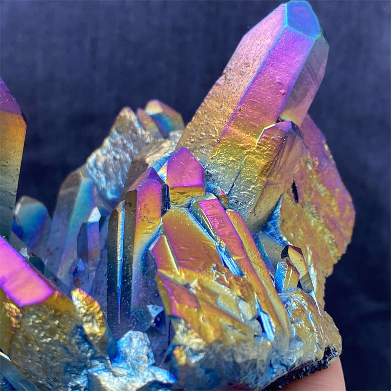 520g Electroplate Rainbow cluster quartz crystal mineral specimen reiki healing