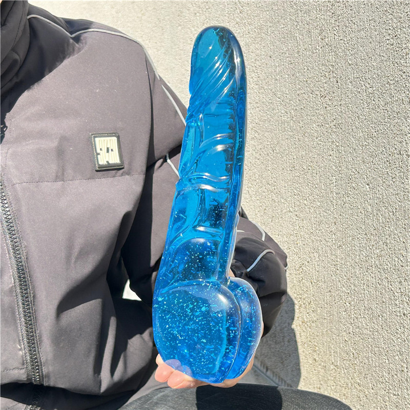 2.66LB Blue Melting Stone Penis skull Carved Quartz Crystal Specimen XK3021