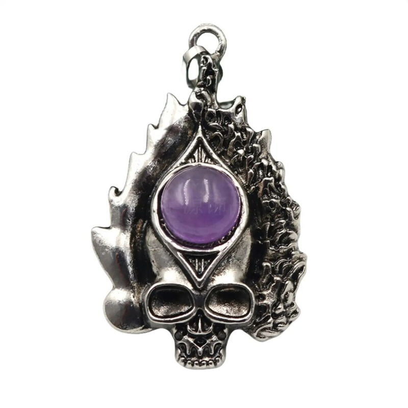 3P Fashion Gothic Skull Keychain Silver Skeleton Stone Pendant Keyring Jewelry