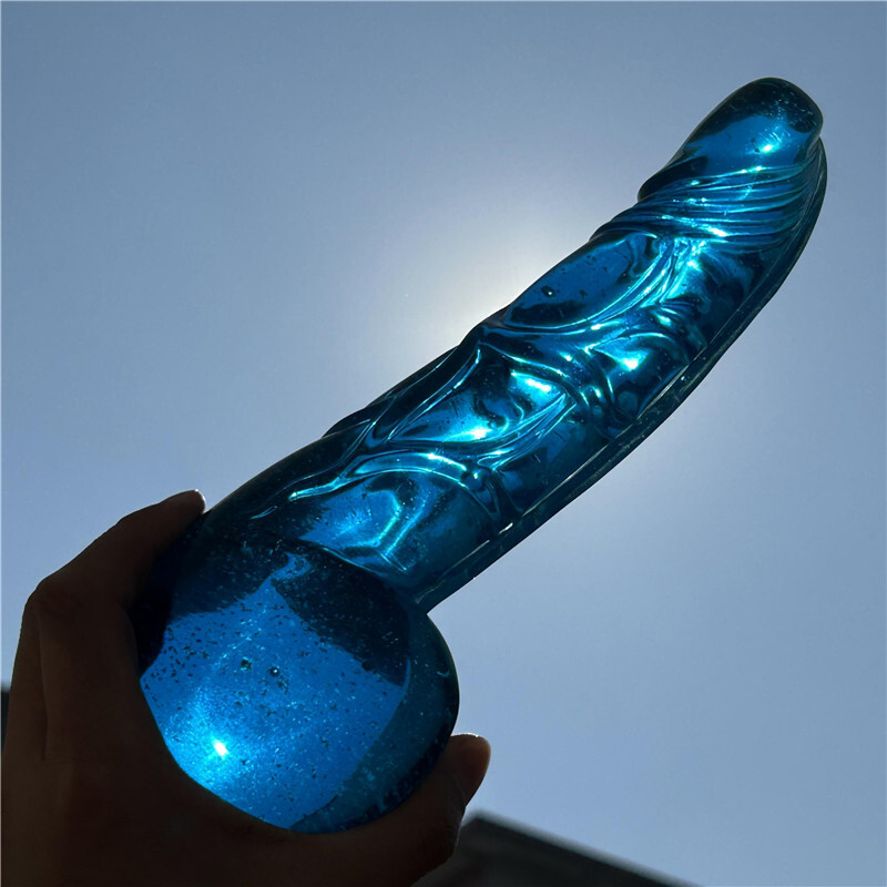 2.66LB Blue Melting Stone Penis skull Carved Quartz Crystal Specimen XK3021