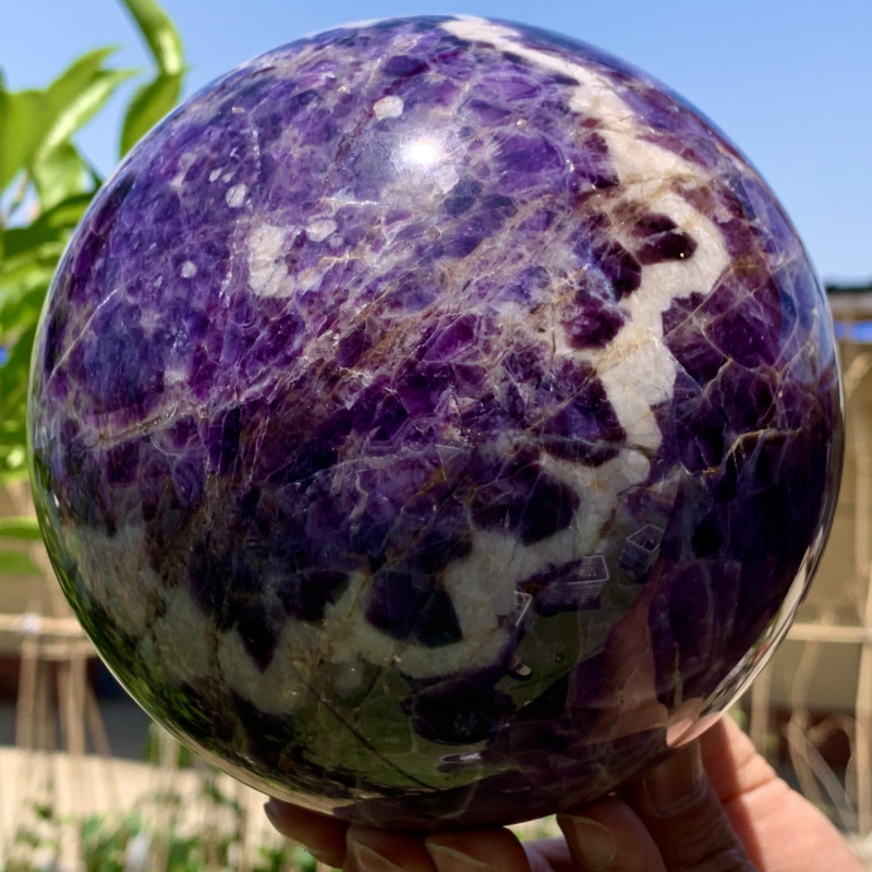 6.33LB Natural beautiful Dream Amethyst Quartz Crystal Sphere Ball Healing