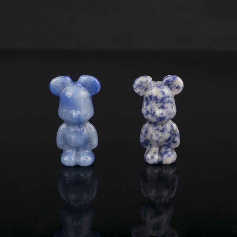 Natural Quartz Crystal Gloomy Little Bear Healing Rock Carved Animal Stone Gift
