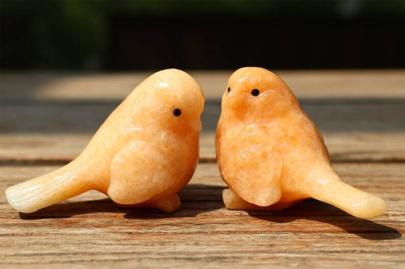 2.4" Natural Sunstone Carved bird Reiki Creative Crystal Skull decor gift 1pc