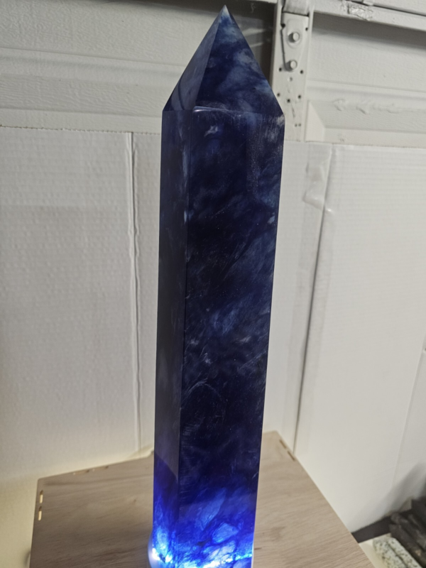 6.8LB 13.7" Huge Blue Smelt Melting Quartz Crystal Point Tower Polished Healing