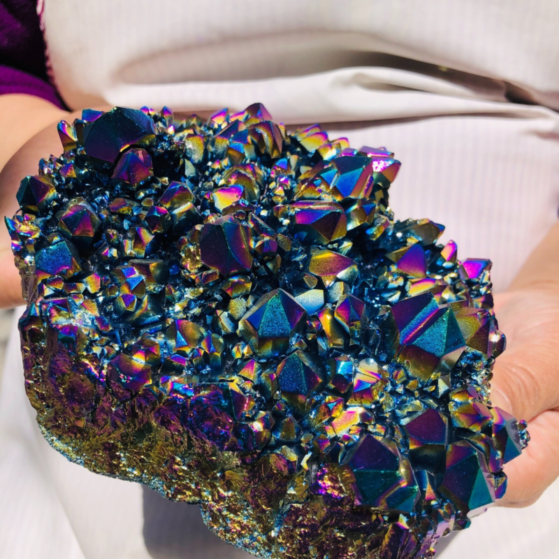 2.66LB Color Flame Aura Electroplate Quartz Crystal Specimen Healing point 475